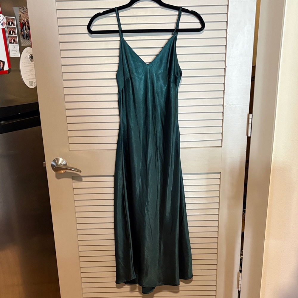 Dress Forum Emerald Green Satin Slip Midi Dress
